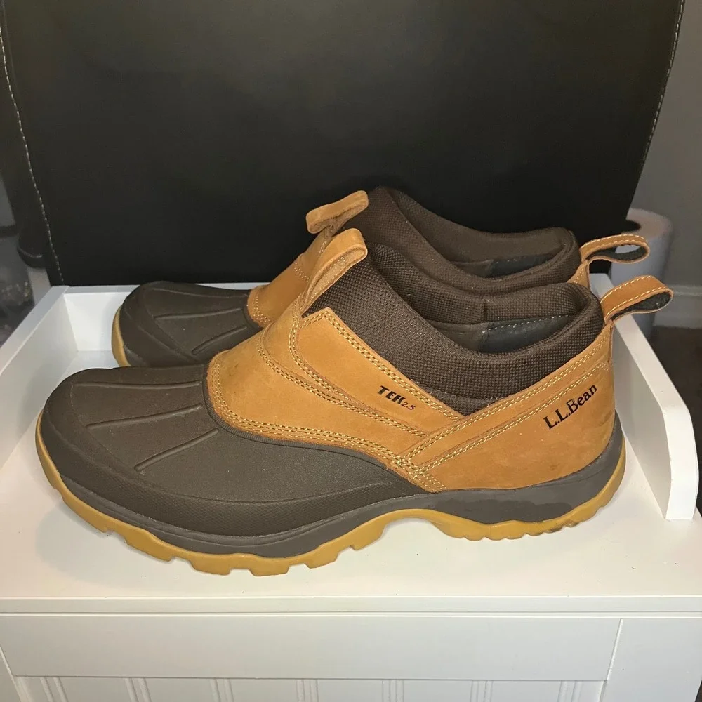 LL Bean Storm Chaser Slip On Boots Mens 13 Brown‎ Waterproof Duck Shoes 297727